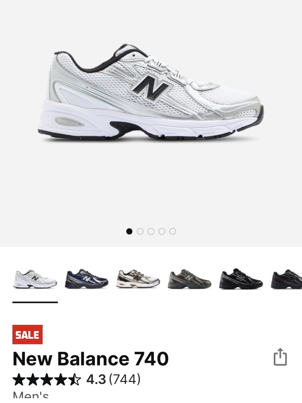 New Balance Men's 740 Sneakers - White/Black